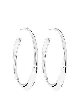 Mood Silver Plated Polished Oval Hoop Earrings