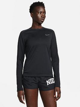 Nike Swoosh Run Swoosh Pacer Long Sleeve Top - Black, Black, Size Xs, Women