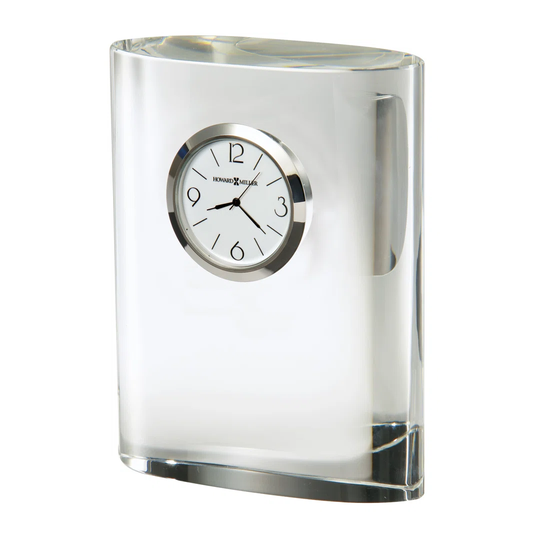 Fresco Modern & Contemporary Analog Crystal Quartz Tabletop Clock in Polished Silver