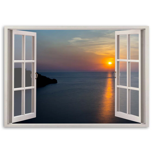 Canvas Print Window View Landscape Sunset