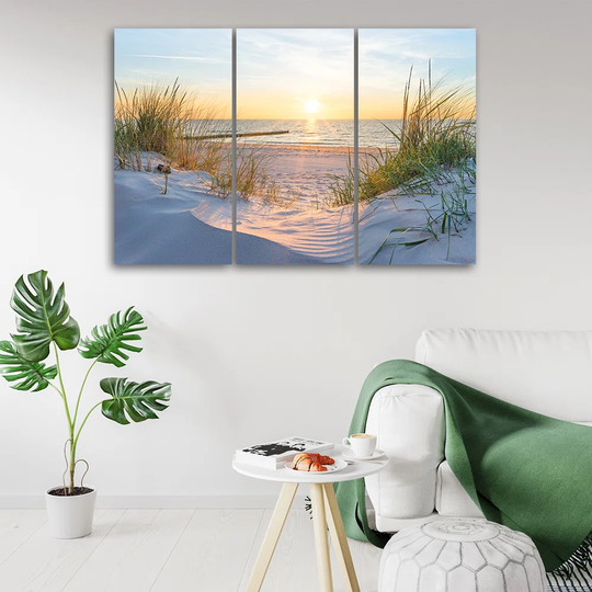 Canvas Print Beach Sea Dunes Sunset