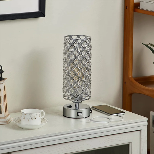 Helwig 32Cm Silver Table Lamp with USB
