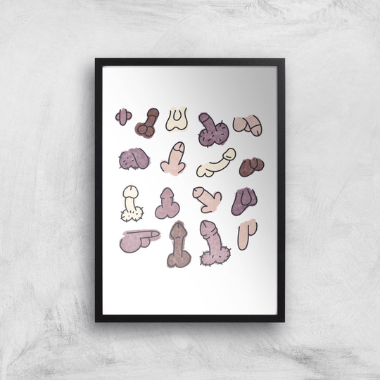 Peckers Giclee Art Print - A4 - Black Frame
