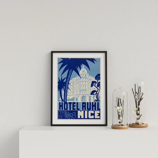 Retrol Travel Print Hotel Ruhl Nice France
