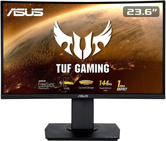 ASUS TUF Gaming VG24VQR 23.6" Full HD VA Curved Gaming Monitor, 165Hz, 1ms, DisplayPort, HDMI, Seakers, Height Adjustable, AMD FreeSync