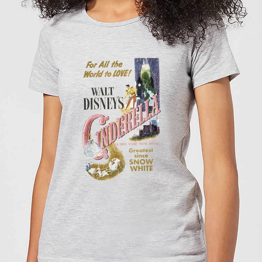 Disney Princess Cinderella Retro Poster Women's T-Shirt - Grey - S - Grey