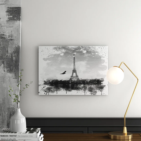 'Paris Eiffel Tower and Bird' Graphic Art Print Poster