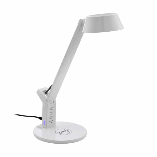 Eglo Contemporary White Desk Lamp With Tunable White Light