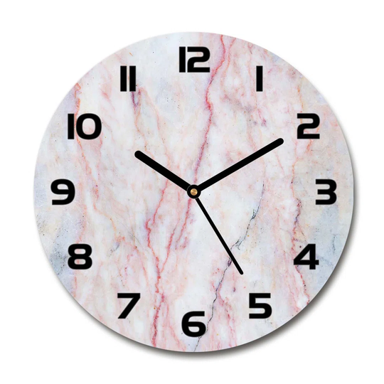 Glass Wall Clock 30Cm Round Decoration Picture Wall Art Modern Decoration Kitchen Living Room Silent - Marble,102118942