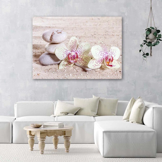 Canvas Print Orchids Zen Spa Stones