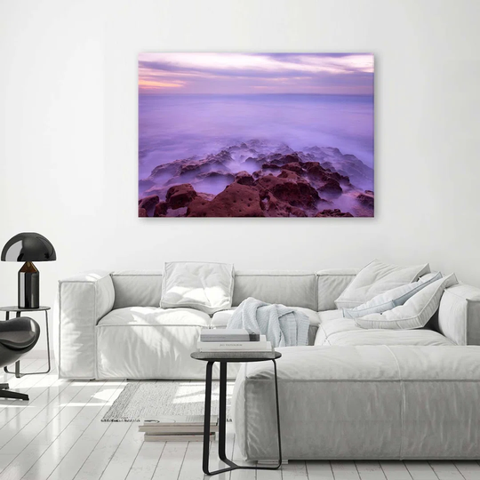 Canvas Print Rocks In The Mist Nature Purple