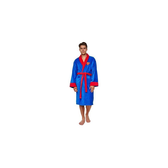 Groovy DC Comic Superman Unisex Adult Fleece Dressing Gown Bathrobe - One Size