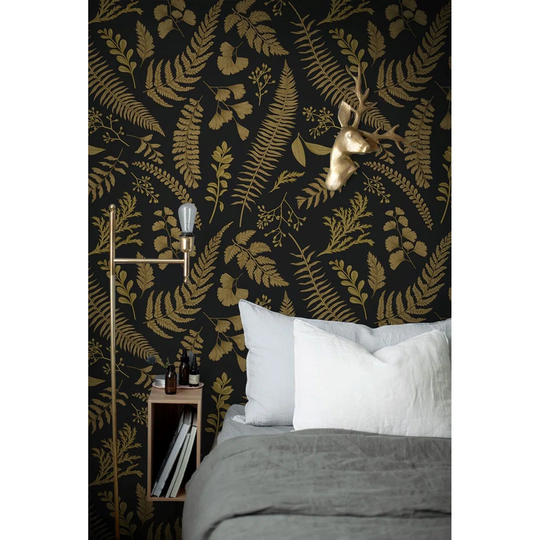 Abnel Gold Fernsleaves Gold Wallpaper
