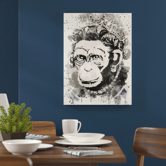 'Banksy Monkey Queen Wall Graffiti Art' Graphic Art Print Poster