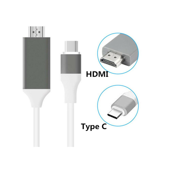 (White) USB C Type-C to 4K HDMI Cable HDTV Adapter 2M