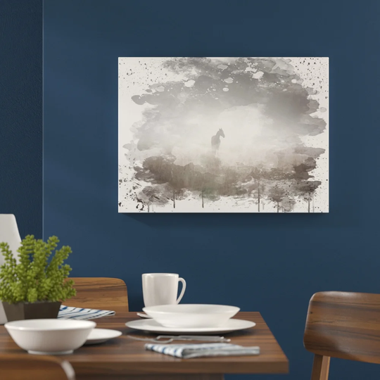 'Horse Mist Sweden Landscape' Graphic Art Print Poster