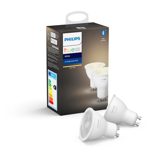 Philips Hue White Smart Spotlight Twin Pack LED GU10 with Bluetooth - 400 Lumen