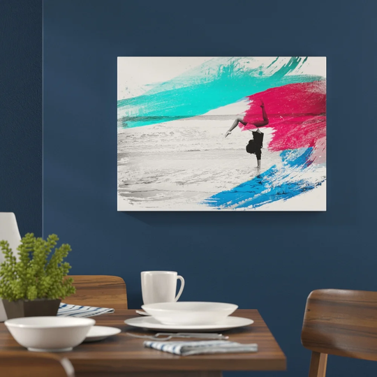 'Seascape Beach Gymnastics Fitness' Graphic Art Print Poster