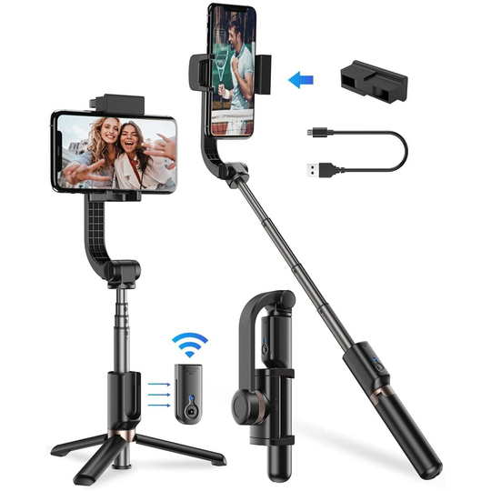 Gimbal Stabilizer For Smartphone, APEXEL 360° Rotation Auto Balance Small Portable Handhold Selfie Stick Tripod With Wireless Remote