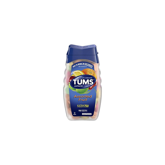TUMS Antacid Chewable Tablets, Extra Strength for Heartburn Relief, Assorted Fruit, 96 count