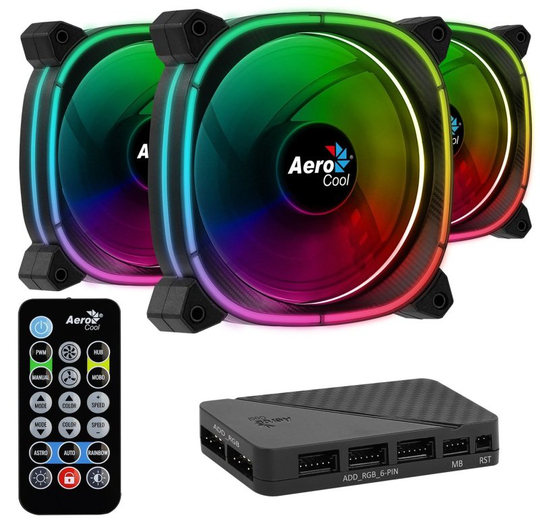 Aerocool Astro 12 Pro 3 Fan Pack + H66F Hub and Remote Control