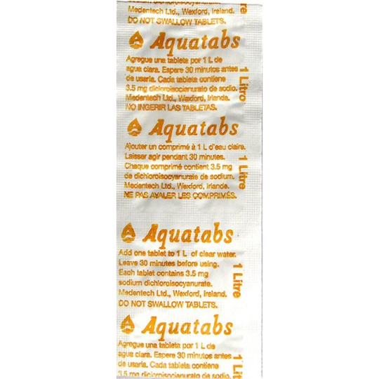 BCB CR216A AQUATABS WATER PURIFICATION TABLETS 8.5MG FOR 1L STRIP 10X10 (100)