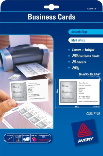 Avery Quick&Clean 85x54mm Matte Laser Business Card - 250 Pack