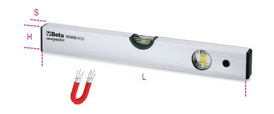 Beta Tools 1696B Aluminium Spirit Level Magnetic Base 600mm | 016960206