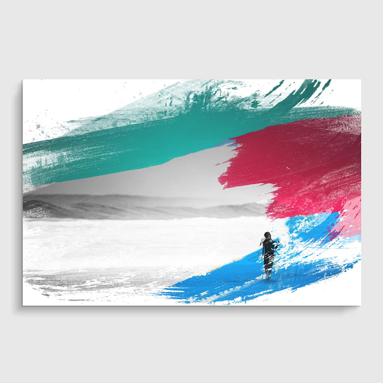 'Surfer Surfboard Surfing Seascape' Graphic Art Print Poster