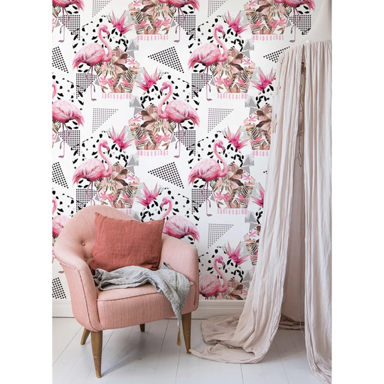 Walllpaper Roll 360X250cm Wallpaper Material With Print Mural Decoration Kitchen Livingroom Bedroom - Abstract Flamingo Delicate Flamings