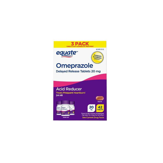 Equate Omeprazole Delayed Release Tablets 20 mg, Acid Reducer, 42 Count