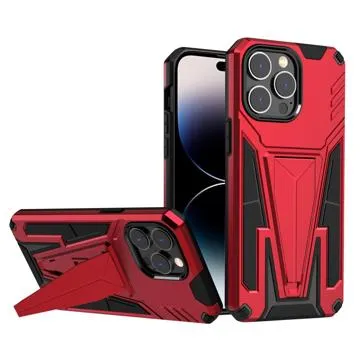V-Shaped Magnetic iPhone 14 Pro Max Hybrid Case - Red