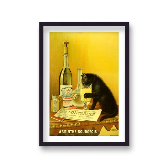 Vintage Absinthe Bourgeois Black Cat with Border by Vouvart - Picture Frame Advertisement