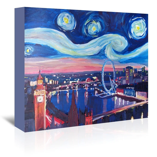 Starry Night in London Painting on Wrapped Canvas