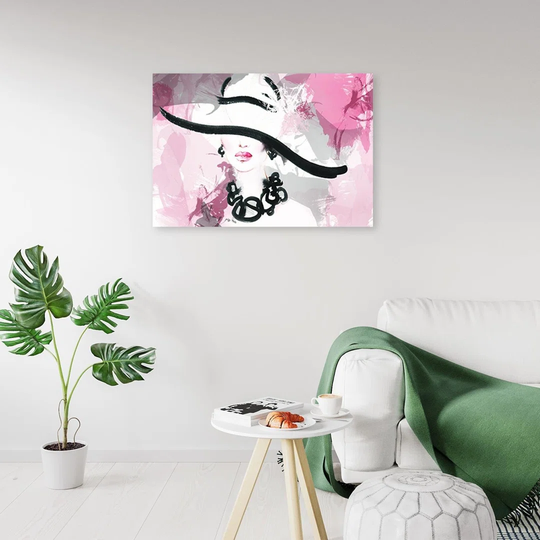 Canvas Print Woman With Pink Hat