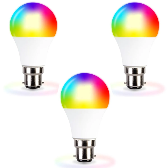 TCP Smart WiFi Dimmable Colour Changing to Warm White LED Bayonet 60W Light Bulb - 3 Pack