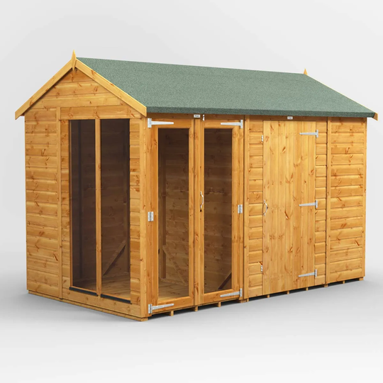 10X6 Power Apex Summerhouse Combi Including 6Ft Side Store
