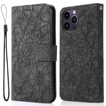 Flowers iPhone 14 Pro Max Wallet Case - Black
