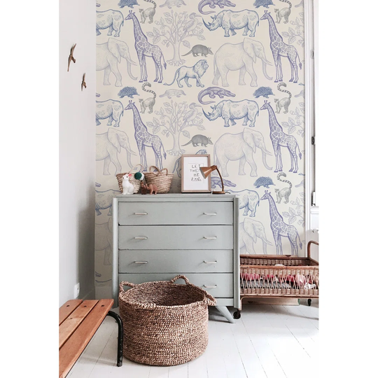 Walllpaper Roll 250X250cm Mural Decoration Wallpaper Material With Print Kitchen Livingroom Bedroom - Utensil Jungle Animals Sketchedful
