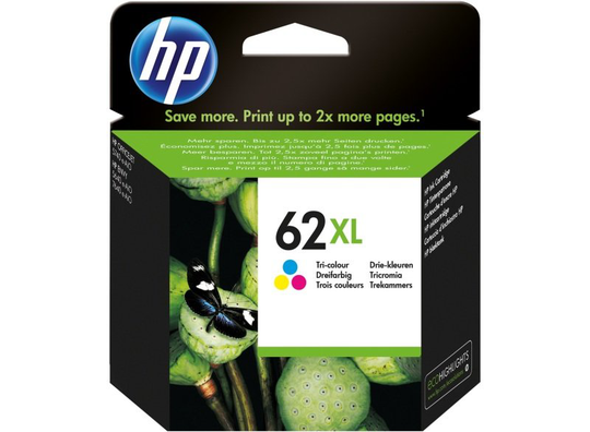 HP 62XL Tri-Colour Original Ink Cartridge - High Yield 415 Pages - C2P07AE