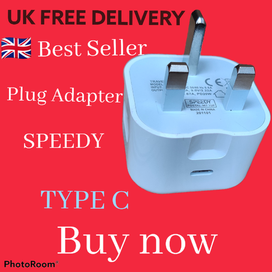UK Plug PD 18W USB-C Type C Fast Wall Charger cable Adapter For iPhone