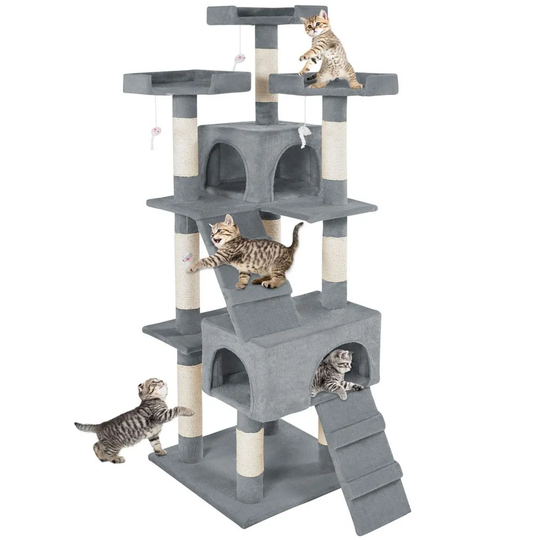 Tectake Cat Tree Scratching Post Barney - Grey