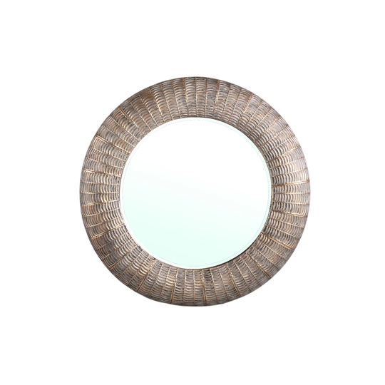 Verduzco Round Metal Framed Wall Mounted Accent Mirror in Brown