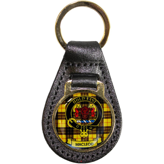 Leather Key Fob Scottish Family Clan Crest MacLeod Lewis Made in Scotland