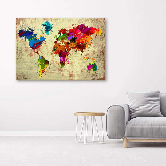 Canvas Print World Map Multicoloured Retro