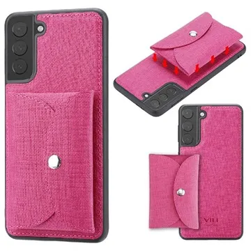 Vili T Series Samsung Galaxy S21 5G Case with Magnetic Wallet - Hot Pink