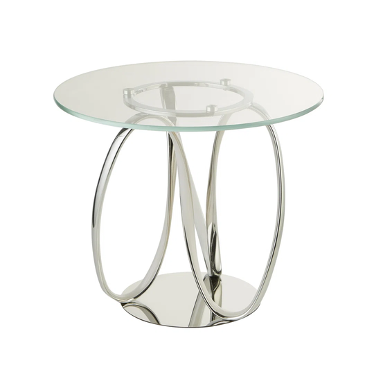Glass Top Frame End Table Built-In Outlets