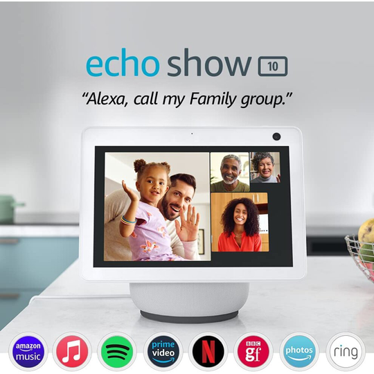(Glacier White Fabric) Echo Show 10 (3rd Gen) Smart Speaker