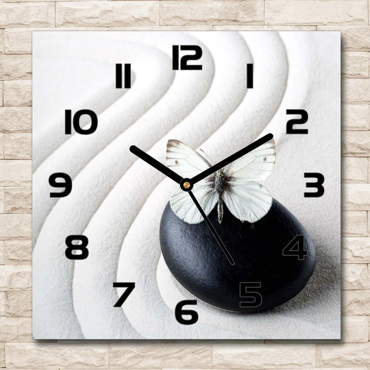 Zen Stone And Butterfly Silent Wall Clock