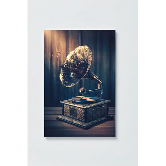 Gramophone Motif Magnetic Wall Mounted Cork Board